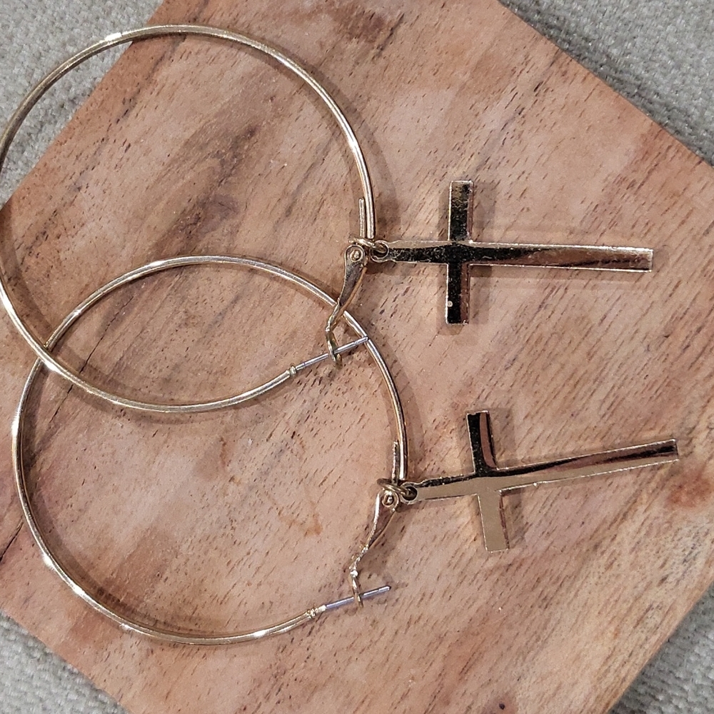 Forever21 Cross hoop earrings
